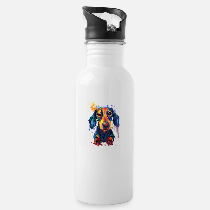 Dachshund gift for Dachshund mom - Water bottle with straw - white