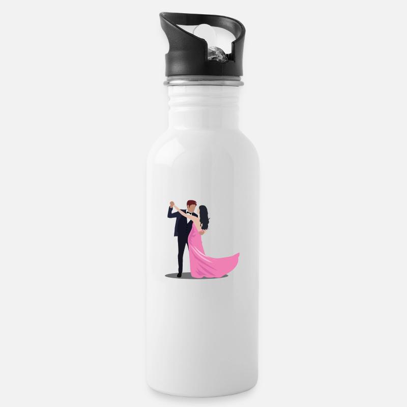 Danse Silhouette Couple Danseurs Danse romantique - Gourde avec paille intégrée - blanc