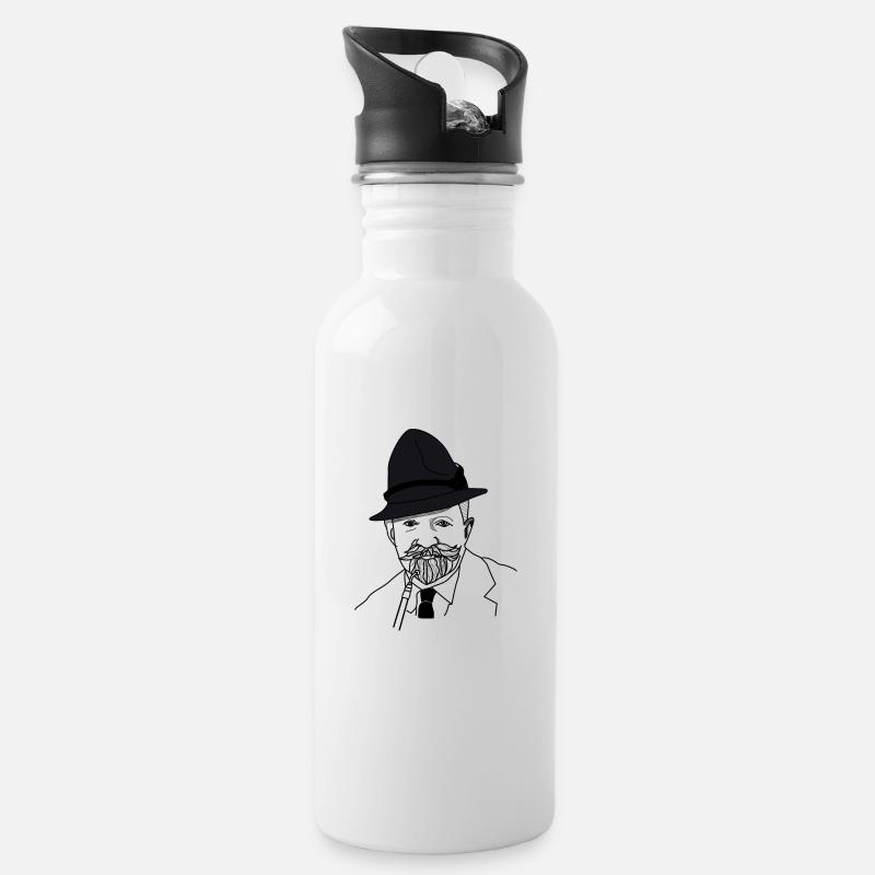 Anton Günther - Trinkflasche mit integriertem Trinkhalm - Weiß