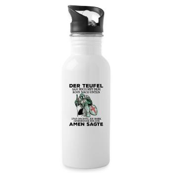 Tempelritter Grafik Templer Teufel Tempel Ritter - Trinkflasche mit integriertem Trinkhalm - Weiß - Rechts