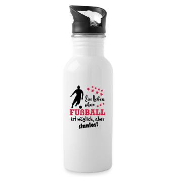 Leben ohne Fussball - Trinkflasche mit integriertem Trinkhalm - Weiß - Rechts