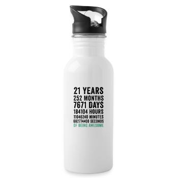 Birthday 21 Years Of Being Awesome - Water bottle with straw - white - Right