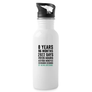 Geburtstag 8 Jahre großartig sein - Trinkflasche mit integriertem Trinkhalm - Weiß - Rechts