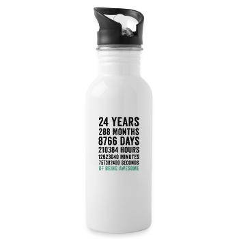 Geburtstag 24 Jahre großartig sein - Trinkflasche mit integriertem Trinkhalm - Weiß - Rechts