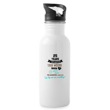 Funny Birthday 25 Years Old Why Are We Counting? - Water bottle with straw - white - Right