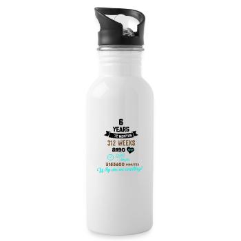 Funny Birthday 6 Years Old Why Are We Counting? - Water bottle with straw - white - Right