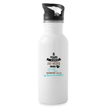 Funny Birthday 5 Years Old Why Are We Counting? - Water bottle with straw - white - Right