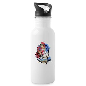 Une belle et drôle aquarelle Calavera Design - Gourde avec paille intégrée - blanc - Droite