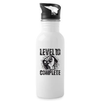 Level 10 Complete Geburtstagsgeschenk 10 Jahre - Trinkflasche mit integriertem Trinkhalm - Weiß - Rechts