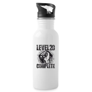 Level 20 Complete Birthday Gift 20 Years - Water bottle with straw - white - Right