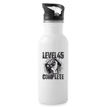 Level 45 Complete Birthday Gift 45 Years - Water bottle with straw - white - Right