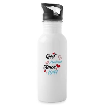 Best Husband Since 1941 Wedding - Water bottle with straw - white - Right