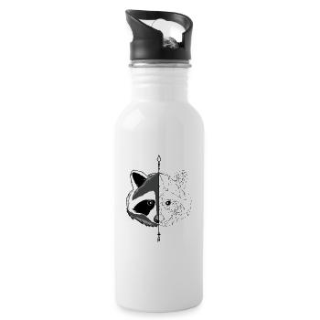 Minimalist Raccoon - Water bottle with straw - white - Right