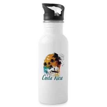 Watercolor Costa Rica Surfer - Water bottle with straw - white - Right