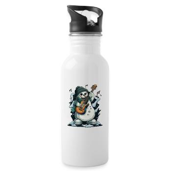 Rockin Schneemann - Trinkflasche mit integriertem Trinkhalm - Weiß - Rechts