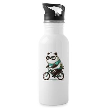 Panda Cycliste - Gourde avec paille intégrée - blanc - Droite