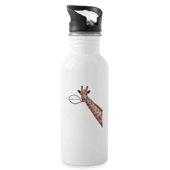 « Repérez-moi de loin! » Conception de T-shirt Girafe - Gourde avec paille intégrée - blanc - Droite