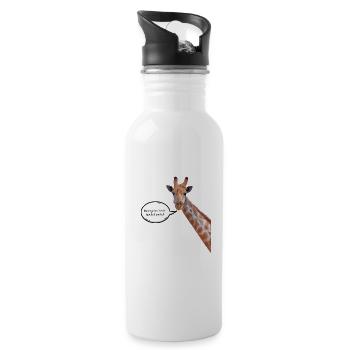 Giraffe with a contagious smile - Water bottle with straw - white - Right
