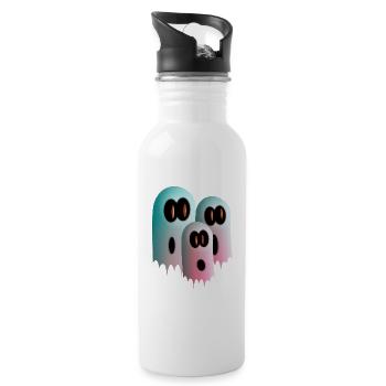 Gespenster - Trinkflasche mit integriertem Trinkhalm - Weiß - Rechts