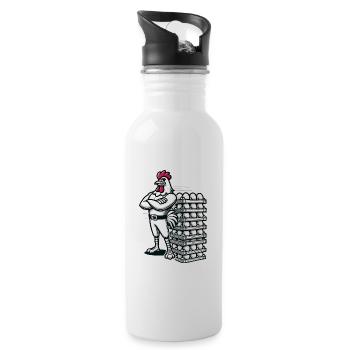 Funny Local Egg Dealer Chicken Design - Water bottle with straw - white - Right