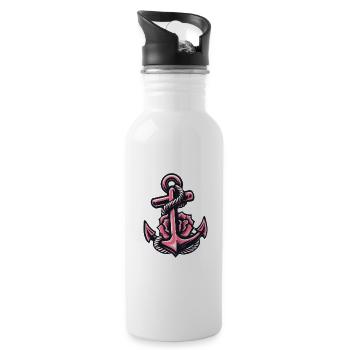 Anker mit Seil in Rosa - Trinkflasche mit integriertem Trinkhalm - Weiß - Rechts