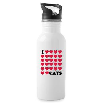 I love Cats - Water bottle with straw - white - Right