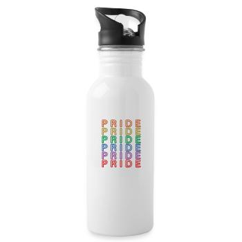 Pride Rainbow, LGBTQ, Lgbt Lesbian Gay Pride Gift - Water bottle with straw - white - Right
