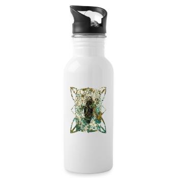 African Masks (2) - Water bottle with straw - white - Right
