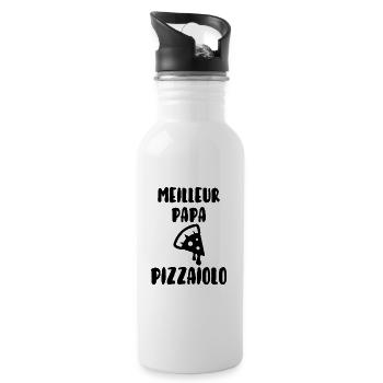 Meilleur papa pizzaiolo - Gourde avec paille intégrée - blanc - Droite
