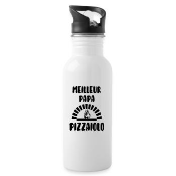 Meilleur papa pizzaiolo - Gourde avec paille intégrée - blanc - Droite