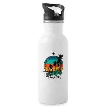 Retro surfing - Water bottle with straw - white - Right