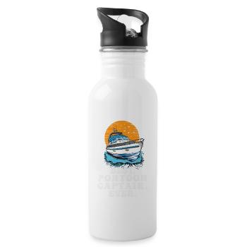 Best Pontoon Captain Ever Motorboating Quote Boat - Water bottle with straw - white - Right