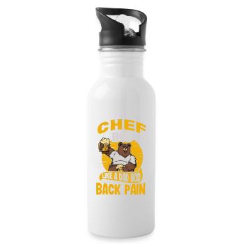 Chef Bod Like A Dad Bod Kitchen Cook Funny - Water bottle with straw - white - Right