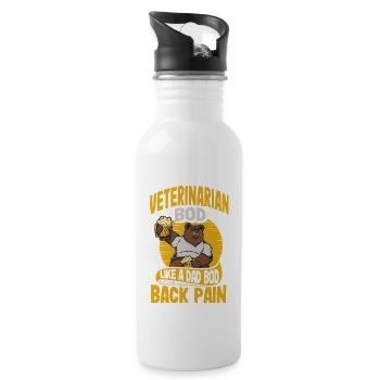 Veterinarian Bod Like A Dad Bod Funny Vet Tech - Water bottle with straw - white - Right