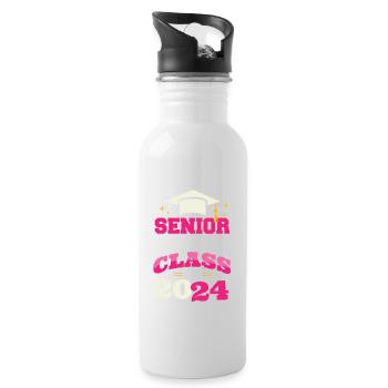 Senior Mom Class of 2024 Proud Mama Funny - Water bottle with straw - white - Right