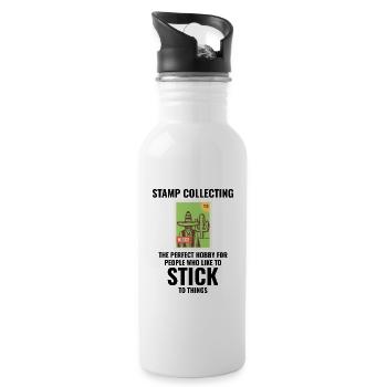 Stamp Collecting Collector Philatelist - Water bottle with straw - white - Right