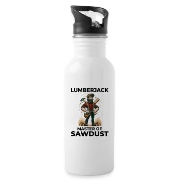Holzfäller Holzarbeiter Holzschneider Zimmermann Sägemehl - Trinkflasche mit integriertem Trinkhalm - Weiß - Rechts