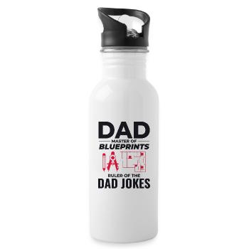 Architect : Master of Blueprints and Dad Jokes 📐 - Water bottle with straw - white - Right