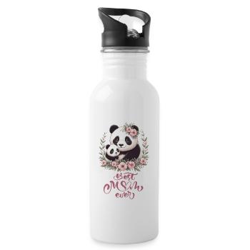 Meilleure maman de tous les temps, couronne florale d'amant de panda, je maman - Gourde avec paille intégrée - blanc - Droite