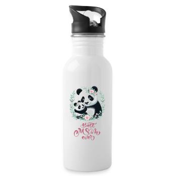 Meilleure maman de tous les temps, couronne florale d'amant de panda, je maman - Gourde avec paille intégrée - blanc - Droite