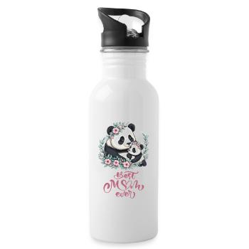 Meilleure maman jamais Panda amant Couronne florale I maman - Gourde avec paille intégrée - blanc - Droite