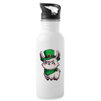 Süßes Lama St. Patricks Day Cartoon - Trinkflasche mit integriertem Trinkhalm - Weiß - Rechts