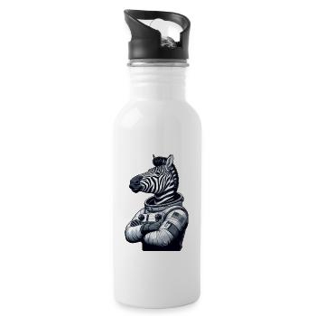 Zebra Astronaut: Space Exploration - Water bottle with straw - white - Right
