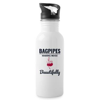 Bagpipe Player Instrument Scottish Scotland Music - Water bottle with straw - white - Right