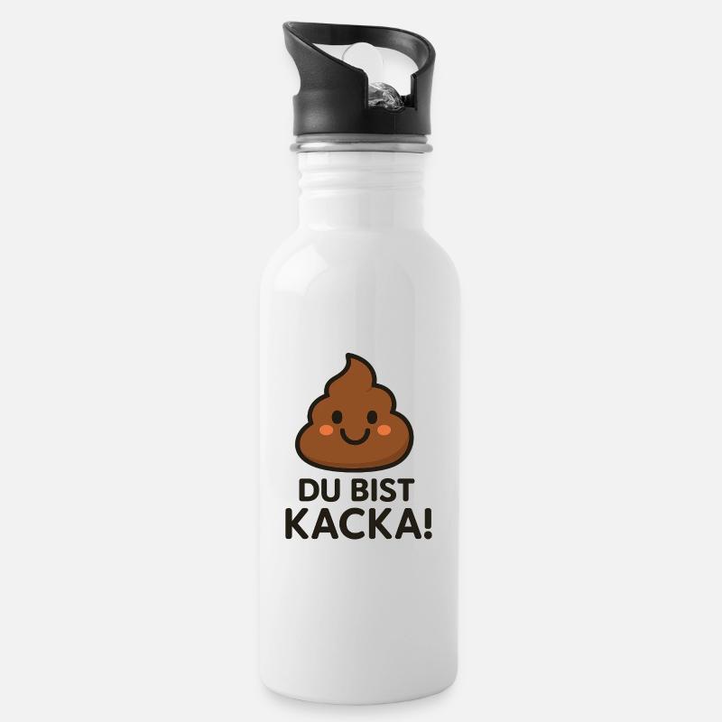 kacka - Trinkflasche mit integriertem Trinkhalm - Weiß