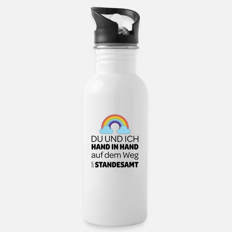 Tolles Design um eine Heiratsantrag zu machen - Trinkflasche mit integriertem Trinkhalm - Weiß