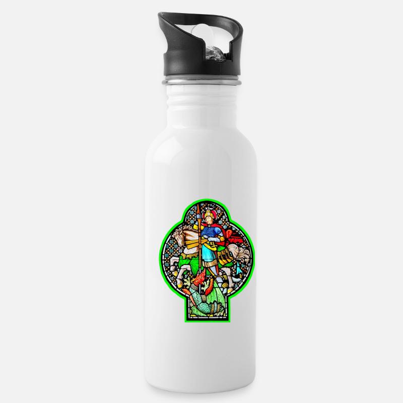 vitrail saint georg - Gourde avec paille intégrée - blanc