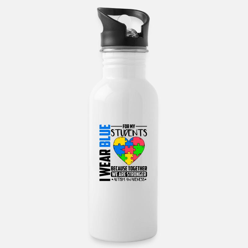 Autismus Autismus autist Autismus - Trinkflasche mit integriertem Trinkhalm - Weiß