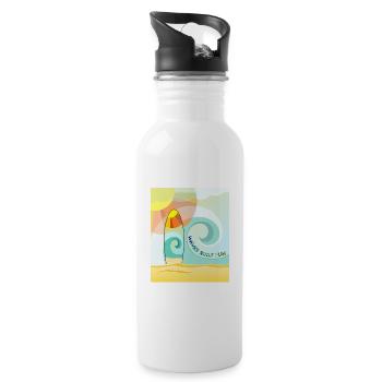surfing waves surfboard - Water bottle with straw - white - Right