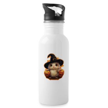 Cute Halloween Monster - Water bottle with straw - white - Right